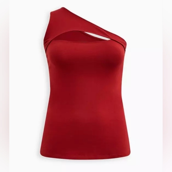 Torrid Foxy One Shoulder Cut Out Tank 3x Red Rust New - Picture 5 of 11